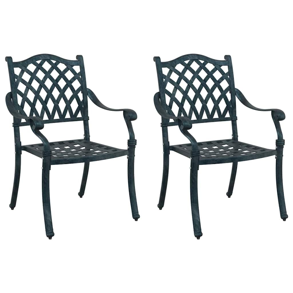 vidaXL Silla de Jardín 2 pcs Verde 56 x 55 x 92.5cm Aluminio, Muebles de jardín Vintage, Silla Rectangular para Exteriores, Decorativa, Resistente al Clima y clásica para Patio