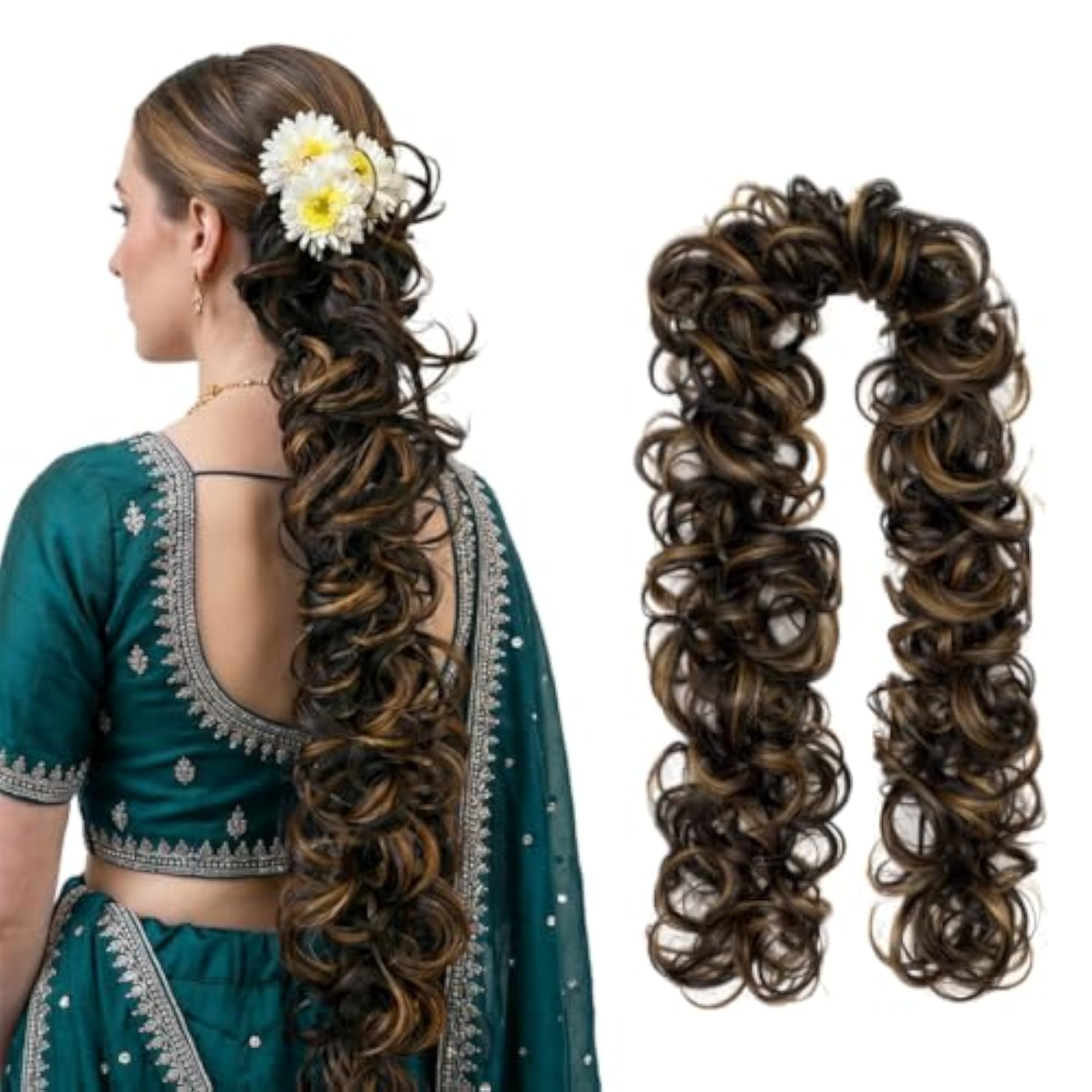 Frill Extension Curly Messy Bun Clip-In Highlight