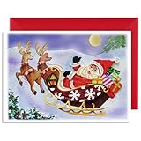 Christmas Card - Quilling Card with Unique Santa Claus Design, Christmas Card with Envelope, Vintage Christmas Card, Handcrafted Greeting Card for Holiday Christmas and New Year, Blank Inside