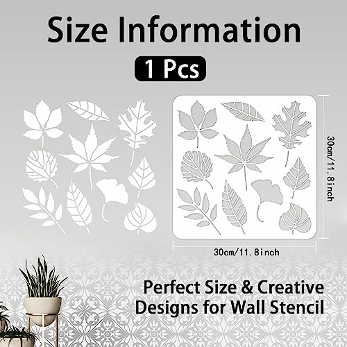 INFUNLY Plant Wall Stencils, Autumn Leaf Flower Set, 12x12" Leaves Wall Stencil, Reusable for Painting on Wood Paper, Canvas - Image 2