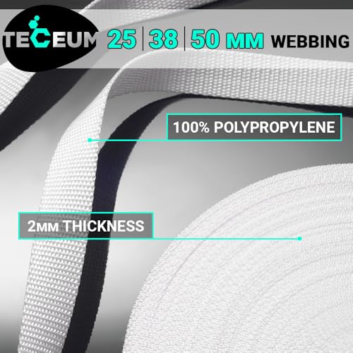 Image of TECEUM 3 /4 inch & 5 /8 inch & 1 inch & 1.5 inch & 2 inch Webbing - 10 25 50 Yards - 40+ Colors - Heavy Duty 1 Inch 1.5 Inch 2 Inch Backpack Straps - Webbing for Outdoors Indoors Crafting DIY