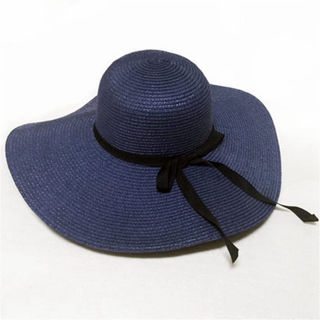 Sommerhut für Damen, Strand, Sonnenhüte, Freizeit, Reise, Outdoor, Urlaub, Zubehör, UV-Schutz (Farbe: Weiß, Größe: 56–60 cm) (Schwarz 6 7/8)