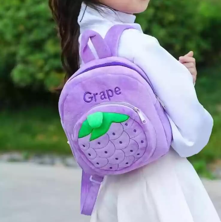 blue tree Cute Kids Backpack Toddler Bag Plush Animal Cartoon Mini Travel Bag for Baby Girl Boy 1-5 Years (small, Grapes, Grapes) 1