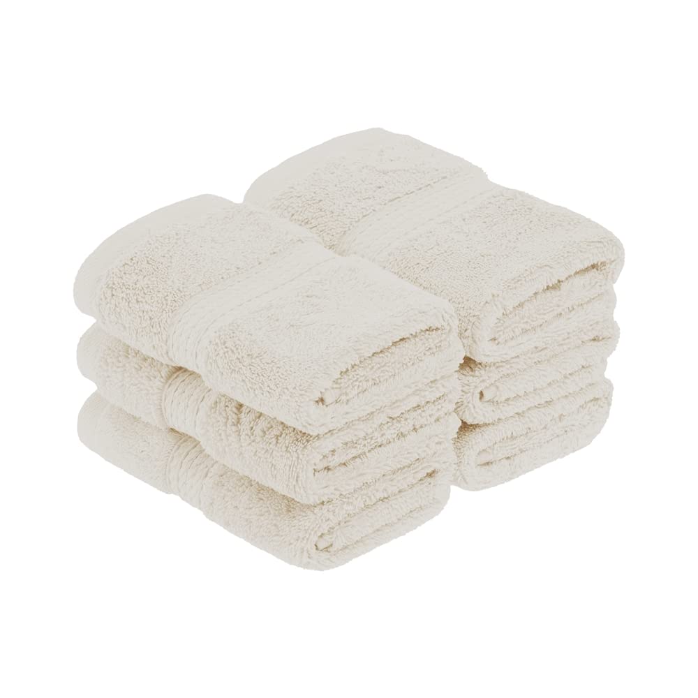 Superior Solid Egyptian Cotton Face Towel Set, 13" x 13", Cream, 6-Pieces