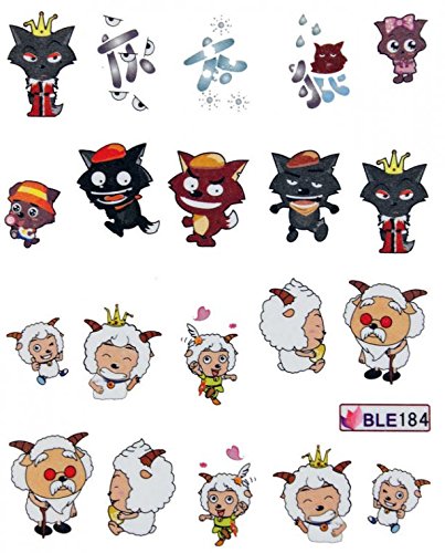 GRASHINE Beautiful and fashionalbe nail art style nail decals water transfer decals nail hydroplaning nail decal stickers grey wolf and happy goat