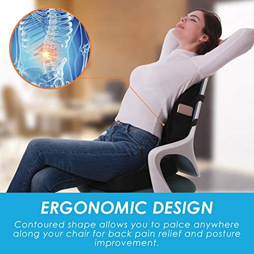 Kucey Orthopedic Seat Cushion And Lumbar Support Pillow For Office Chair Memory Foam Car Seat Cushion With Washable Cover Ergonomic Desk Chair Cushion For Tailbone, Lower Back Pain, Sciatica Relief #TOP6