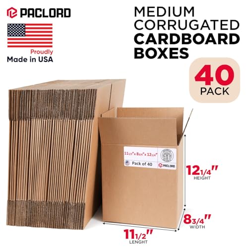 Image of Medium Cardboard Boxes 11 1 /2 inchL x 8 3 /4 inchW x 12 1 /4 inchH (Pack of 40) - USA-Made Packing Boxes for Moving, Shipping, or Storage - USPS, UPS, FedEx Approved - Professional Packing Supplies for Moving | USA-Made Packing Boxes for Moving, Shipping, or Storage - USPS, UPS, FedEx Approved - Professional Packing Supplies