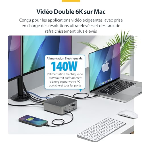 Station d'accueil Thunderbolt 5 StarTech Double 8K 60Hz pour Windows et Mac - 4