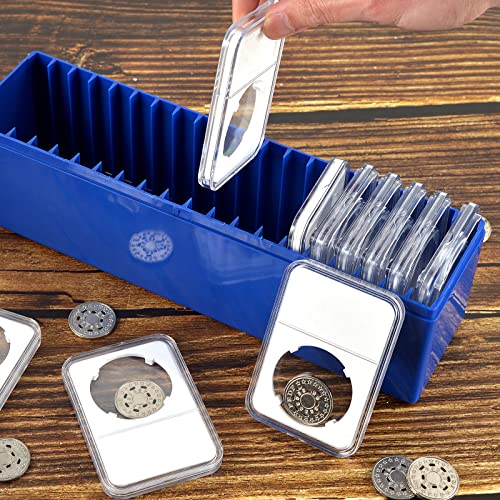 4 Pieces 2X2 Coin Storage Box Coin Slab Storage Box Coin Storage Boxes For Coin Collectors Plastic Single Row Coin Storage Box For Plastic Coin Collection Office School Home Bank Supplies #TOP5