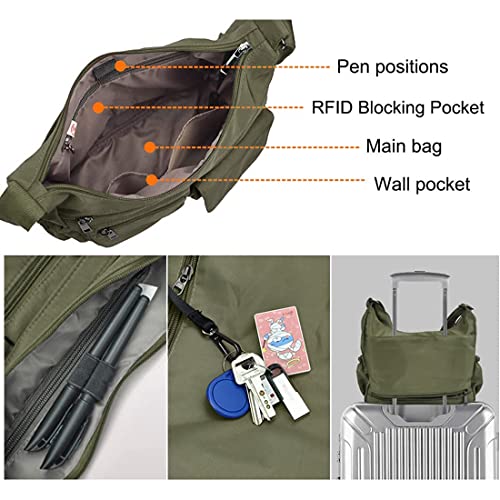 Image of VOLGANIK ROCK Crossbody Bags for Women RFID Lightweight Travel Shoulder Bag Waterproof Nylon purses and handbags Pocketbook