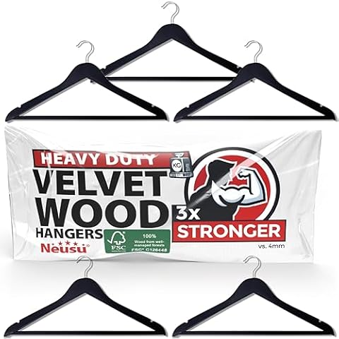 Neusu Velvet Wooden Coat Hangers - 5 Pack Cover