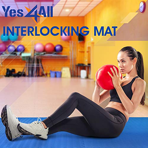 Yes4All Interlocking Floor Mats – Foam Floor Mats/Gym Floor Mats with EVA Interlocking Tiles (24 Square Feet – Blue – 6 Tiles) - Thumbnail 5