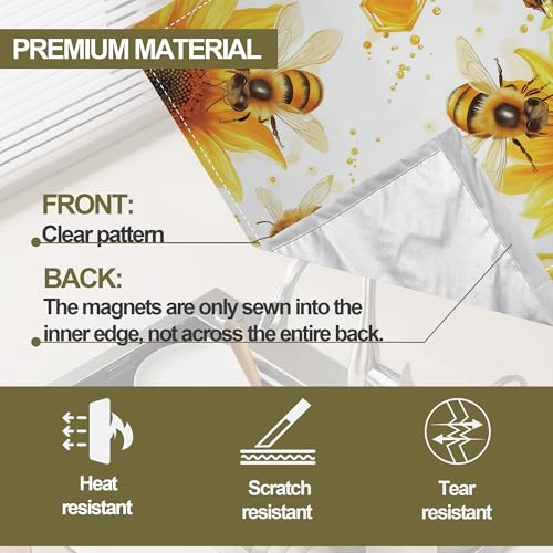 Image of Bees Flying Dishwasher Magnets Decorative Cover,Sunflowers Magnet Fridge Panel Decal for Home Kitchen Decor,23x26 in