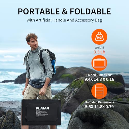 60W Portable Solar Panel,60 Watt Foldable Solar Panels Chargers with QC3.0 USB-A USB-C DC5521,IP67 Waterproof Power Emergency for Small Power Station Camping Hiking Outdoor Activities - Image 6