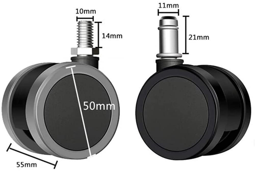 Set 5 Ruote Per Sedia Ufficio In Poliuretano - Attacco 2,5 Cm - Morbide E Silenziose Per Pavimenti Delicati