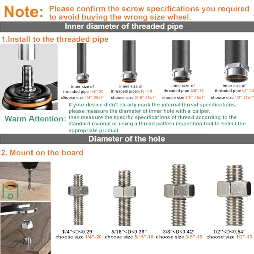 Stem Caster Wheels 4 Inch Heavy Duty Threaded Stem Casters UNC 3/8"-16 x 1 Swivel Casters Set of 4 with Safety Dual Locking Wheel for Furniture and Cart by YUPEZOP - Image 3