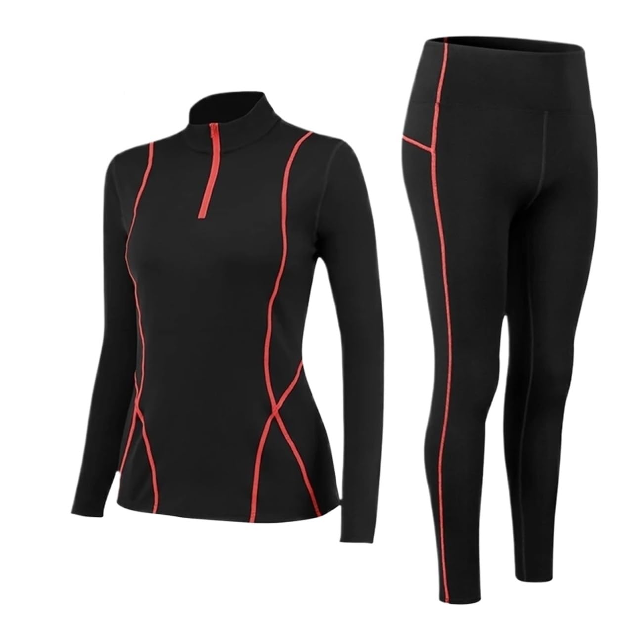 Set Termici Per Donna Intimo termico da donna Set con collo a lupetto in pile sottile Fitness Shapewear Elastico aderente Abbigliamento femminile Canottiere e mutande Intimo Termico Donna Traspirante