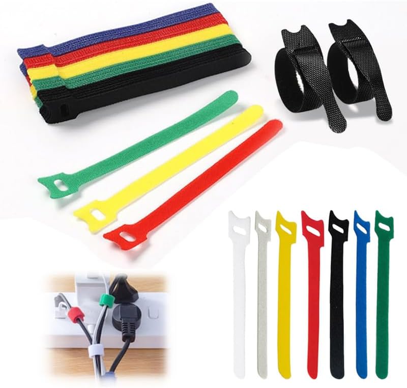 6 Inch Cable Connection Organizer, 2024 New Reusable Cable Connections, Adjustable Cable Straps, Multi-purpose Hook Loop Cable Management Wire Ties for Organizing Home and Office(70pcs)