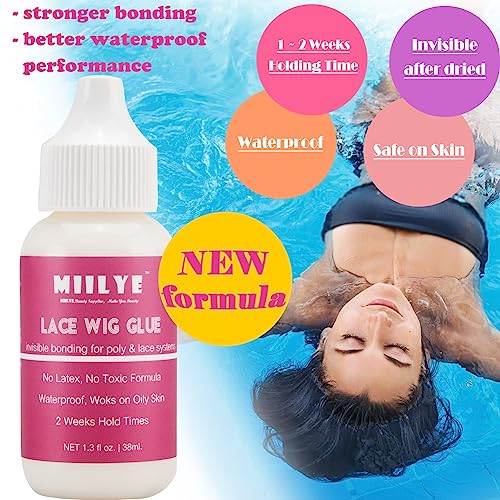 Miilye Wig Adhesive Glue, Invisible Waterproof Miilye Hair Replacement Bonding Glue thumb #3