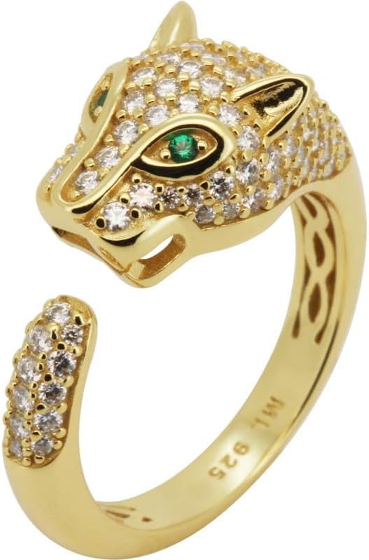 Moissanite 925 Sterling Silver or 14k Gold Vermeil Panther Ring