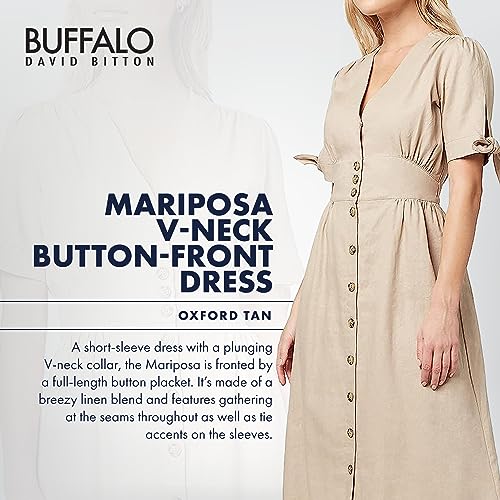 Buffalo David Bitton Women’s Mariposa V-Neck Button-Front Dress, X-Large, Oxford Tan by Buffalo David Bitton - Used condition - US$70.79