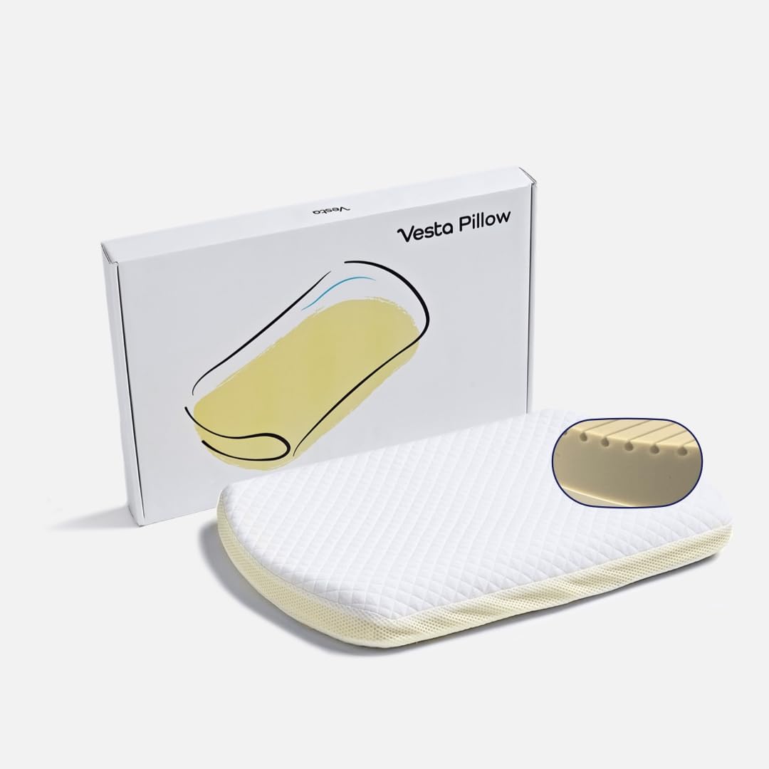 Vesta Toddler Pillow, Silicone Foam Mini Child Pillow, Ideal for Ages 1-4, Wave Shape for Growing Shoulder & Neck Support, Washable Breathable Cover, 19" x 13" (Pack of 1)