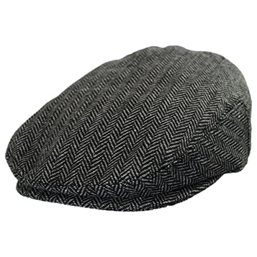 Jaxon Hats Kids' Herringbone Wool Blend Ivy Cap (Child M/L, Charcoal)