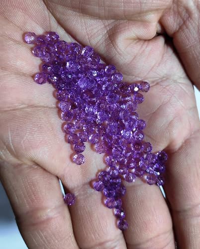 Image of GoSetGet! 4mm Rondelle /Tire (1000 Pcs) LITE Purple Crystal Macrame Plastic Beads for Arts, Crafts & Decoratives-High Sparkle Cutting Crystal Beads for Macrame, Jhula, Torana, Jhumar (LitePurple)