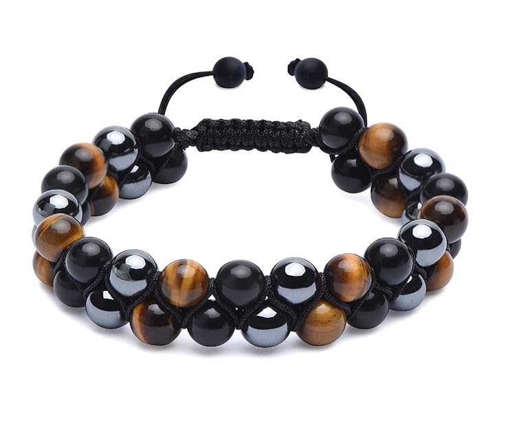 Divine Spirituals Certified Triple Protection Unisex Bracelet - Premium Tiger Eye Hematite and Black Obsidian Unisex AAA Grade 8 mm Stones Double Layered Bracelet (B0CPPMPPWJ) Amazon Price History, Amazon Price Tracker