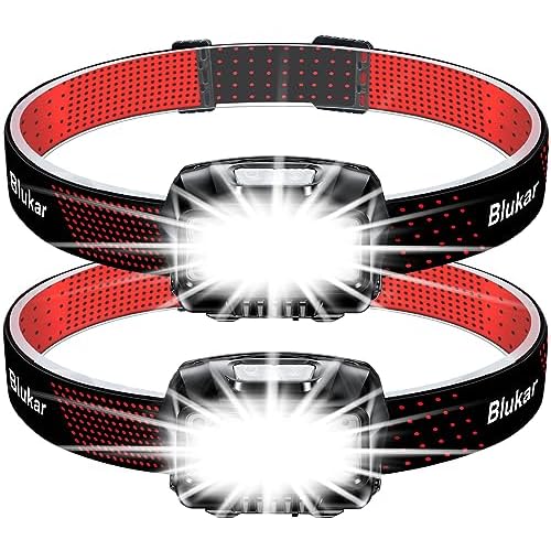LED Headlamp,2000L Super Bright Rechargeable Headlight Flashlight with White&Red Light 2 Pack – Motion Sensor,Dimmable Brightness,8 Modes,Spotlight&Floodlight,IPX5 Waterproof for Camping,Hiking