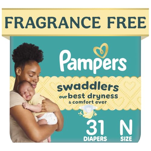 Pampers Swaddlers Diapers Size 0 (up to 10 lbs) 31 Count Absorbent Keeps Baby Dry and Comfortable Pediatrician Recommended Skin Safe Disposable Baby Diaper