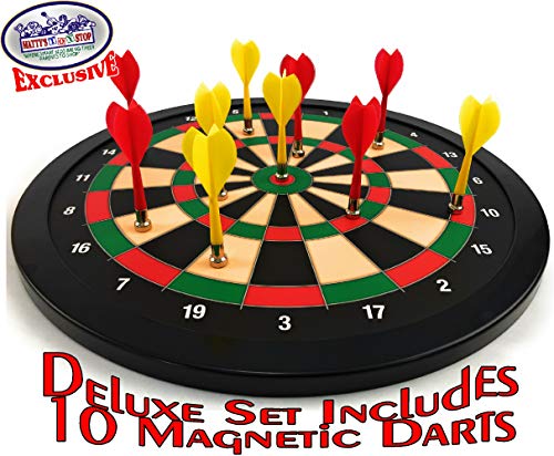 Mattys-Toy-Stop-Deluxe-Magnetic-Dartboard-Dart-Board-155-with-10-Darts-Total-5-Yellow-5-Red