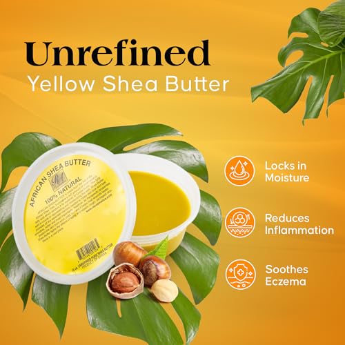 RA Cosmetic's 100% Natural Unrefined Yellow Shea Butter – Pure African Luxury for Skin & Hair - Sourced from Ghana - 16oz Jar - Image 3