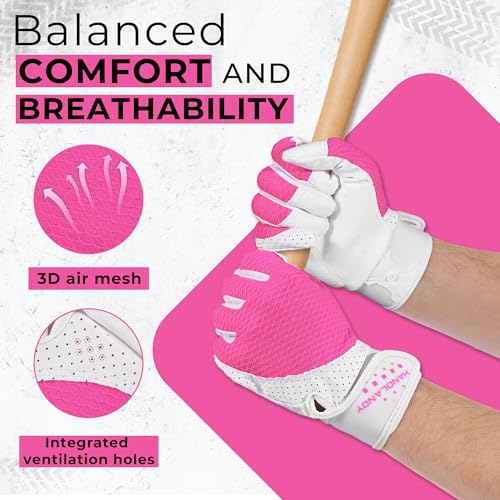 Image of HANDLANDY Baseball Batting Gloves for Adult Youth, Grip Breathable Softball Batting Gloves Fit Men Kids Boys Girls