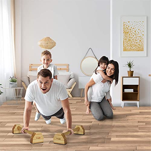 Yes4All Staal/massief houten parallettes staven voor fitness, push up & dip - robuuste antislip push-up bars dipstation standaard - handstands, gymnastiekbars, calisthenics, krachttraining parallelle - Afbeelding 5