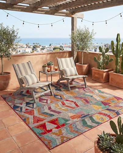 Alfombra Moderna Exterior 6 Ft Cuadrada Multicolor miniatura 6