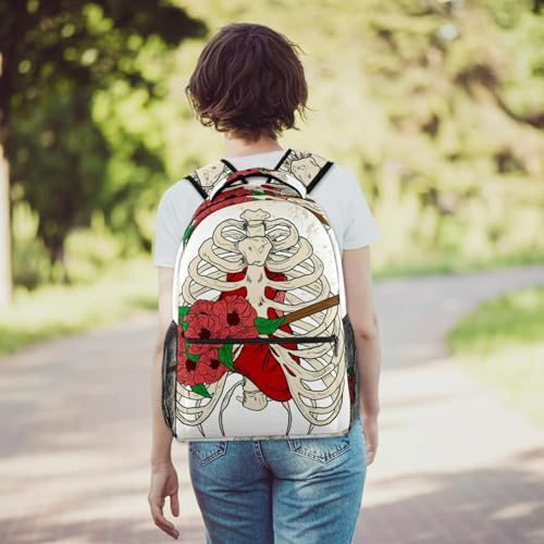Sac à dos de voyage décontracté imprimé fleurs pour le lycée - 6