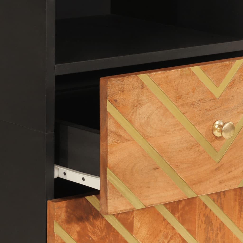 Badschrank aus Massivholz Mango in Braun und Schwarz mit Aufbewahrung für das Badezimmer 160 cm hoch