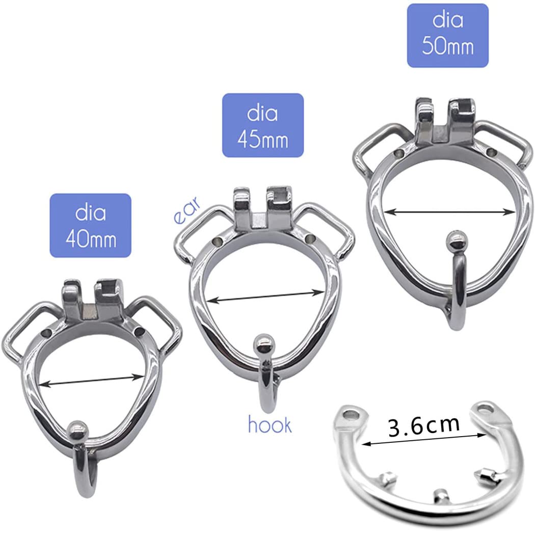 Men's Chastity Belt Extreme Cock Cage, Stainless Steel Tiger Chastity Cage Penis Cage for Men SM Snap Cock Ring Long/Short Metal Animal Head Cock Cage Male Sex Toy,Long/b,50mm