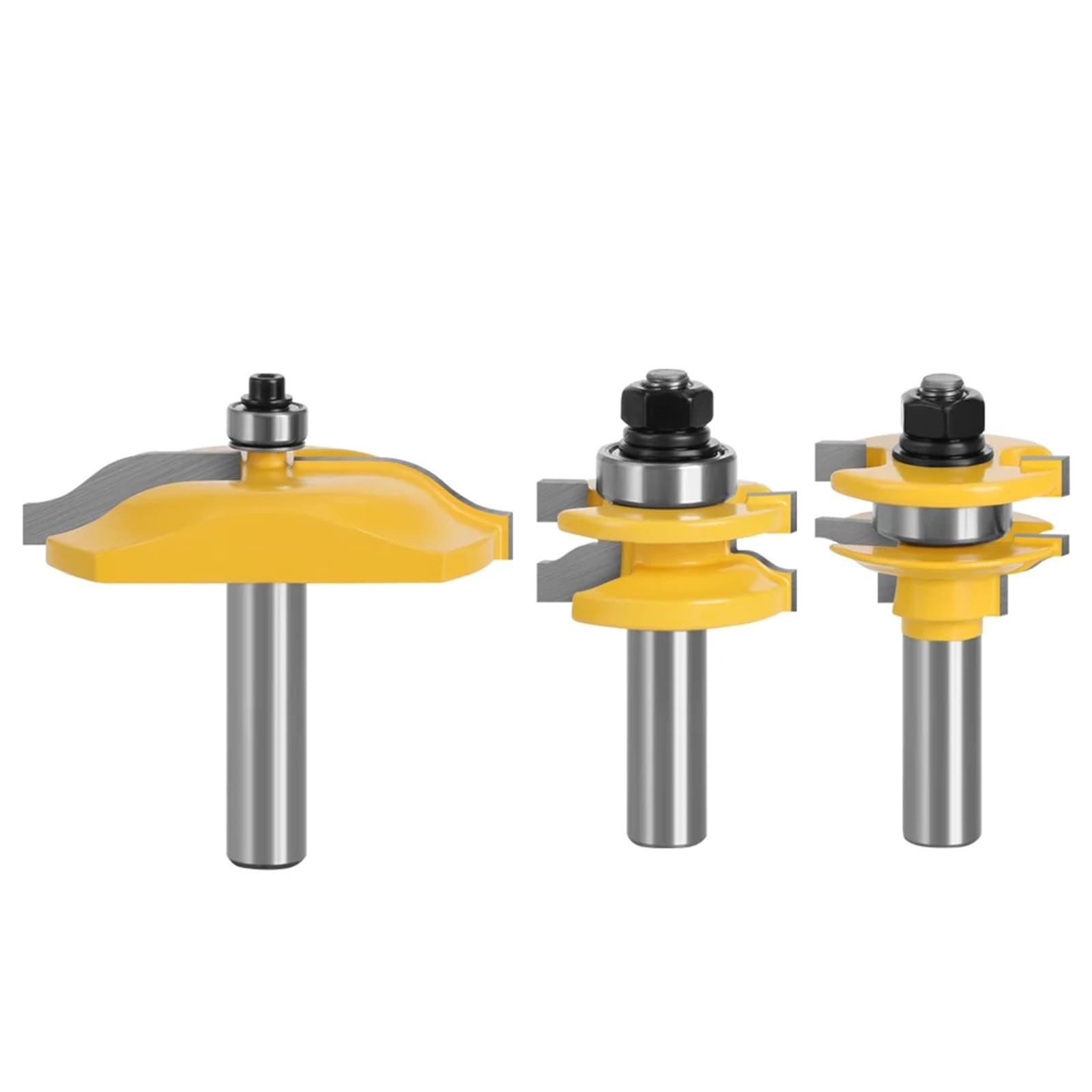1 szt., 12 mm, trzpień 1/5.1 cm, 3 szt., duża szyna i Stile Cyme, zestaw frezów do szafek panelowych, czop do drzwi, do narzędzi drewnianych, zestaw bitów do strugarki do drewna (trzpień 12,7 mm)