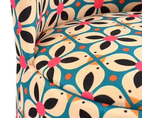 Image of NACIA Velvet Printed Ottoman Chair with Stool Combo | Dressing Table Chair for Bedroom Makeup Room Decor | Modern Upholstered Ottoman with Wooden Legs for Home (18x18x32 Inches, Boho Chic)