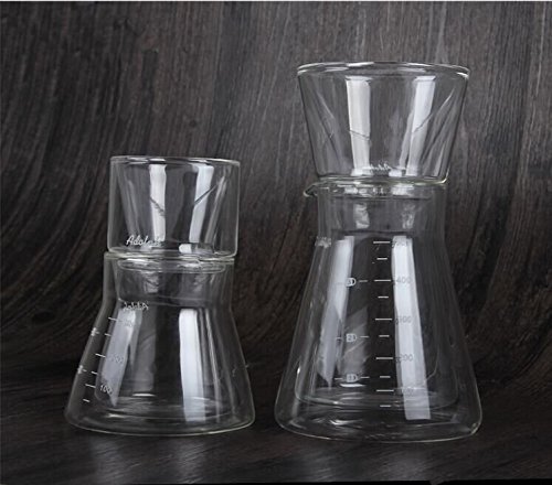 Adolph Double Wall Vacuum Sealed Glass Coffee Maker. Anti-Condensation and Thermo Shock Resistance Server and Coffee Dripper (500ml for 1-4 Cups)