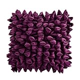 EUCIOR Purple Pillows 18x18,Geometric Design 100% Handmade Pillow Cover Boho Pillowcase,Velvet Fabri