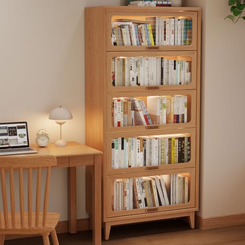 70''H Solid Wood Bookcase with 5 Shelves