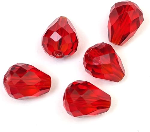 Miniatura 3 de 24 cuentas de cristal sueltas de lágrima facetada de Adabele austriaco de 0.394 pulgadas, color rojo siam, compatibles con 5500 cristales de