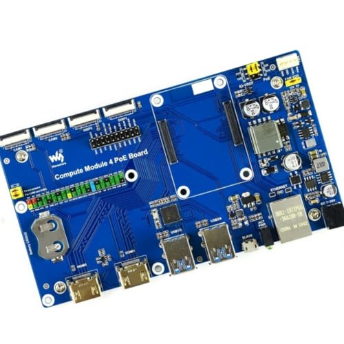Image of Waveshare Raspberry Pi Compute Module 4 IO Board with PoE Feature | CM4 Expansion Board, Power over Ethernet Support, Essential Interfaces, Embedded Development, Industrial Grade Design for Projects