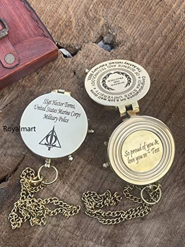 Brújula personalizada grabada de latón estilo antiguo para regalo de graduación, aniversario, bautizo, retiro y Navidad - Brújula funcional miniatura 4