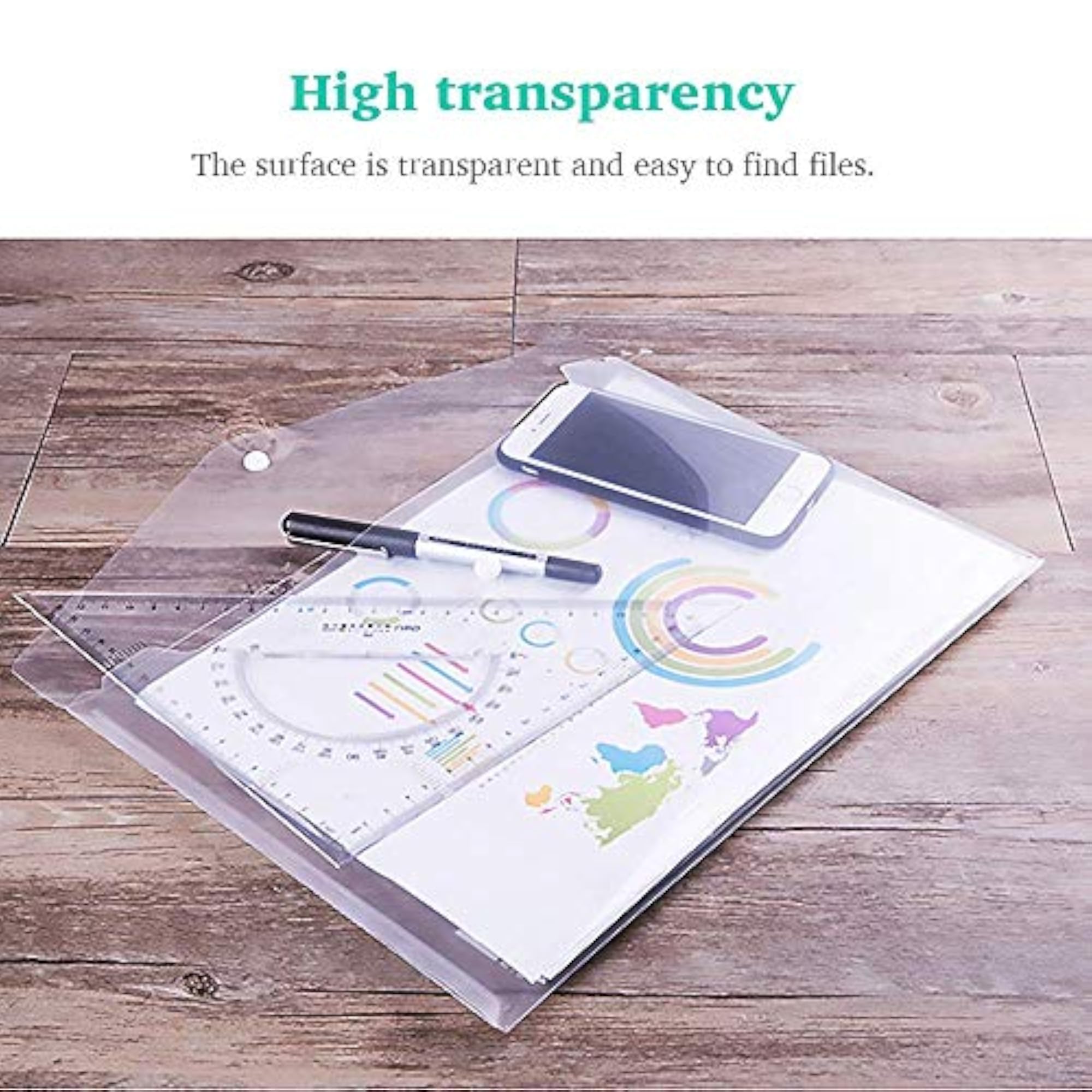 A4 Document File Bag, 10 Pack Snap Button Organizer