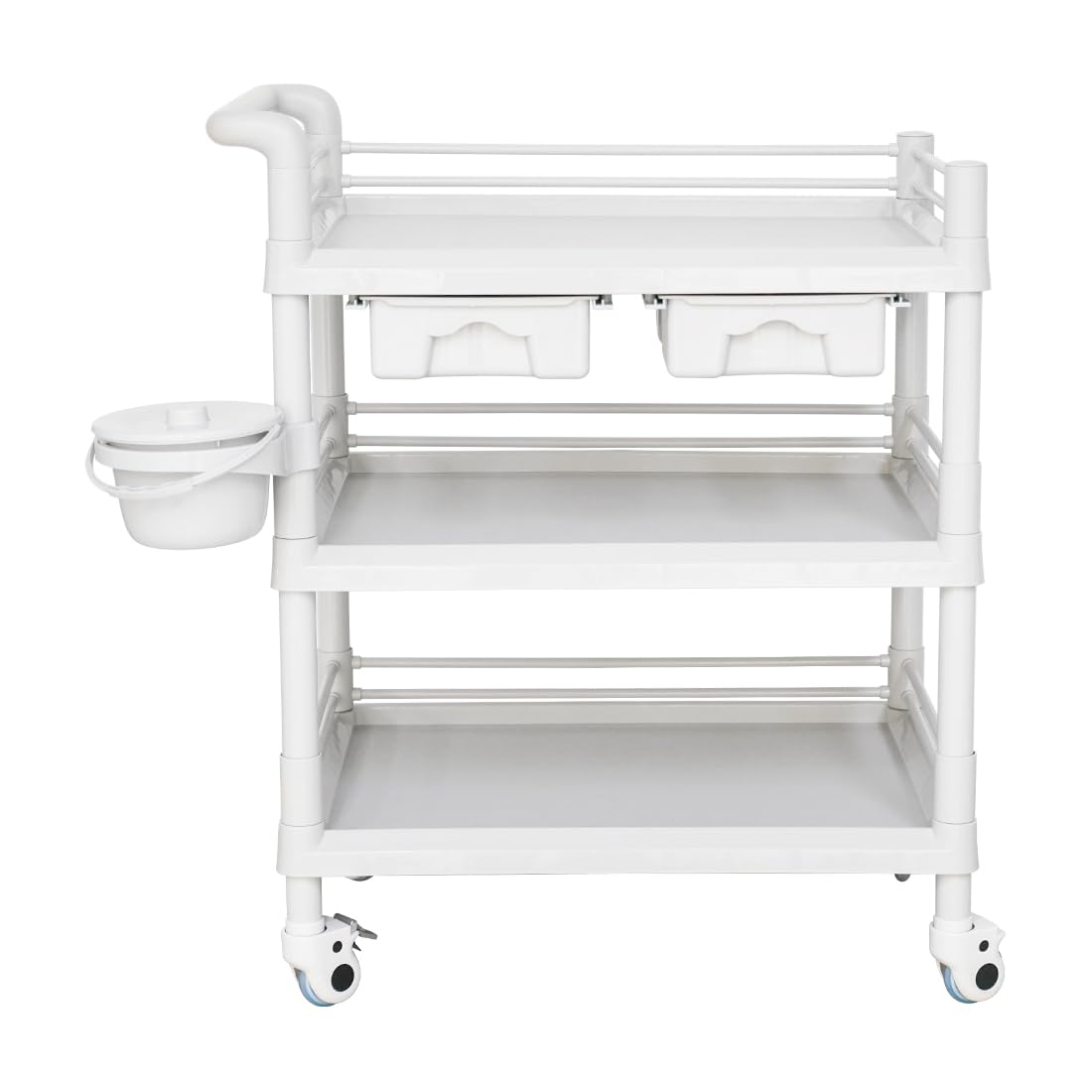 Carrello multiuso con cassetto, carrello portaoggetti a 3 livelli con rotolo, carrello di servizio con contenitore per rifiuti, carrello per attrezzi da laboratorio, carrello medico, carrello