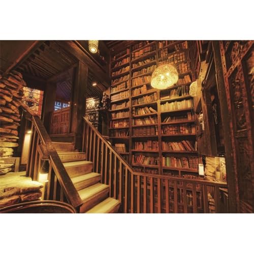 Fond de bibliothèque vintage pour visioconférence et portrait photo chaleureux